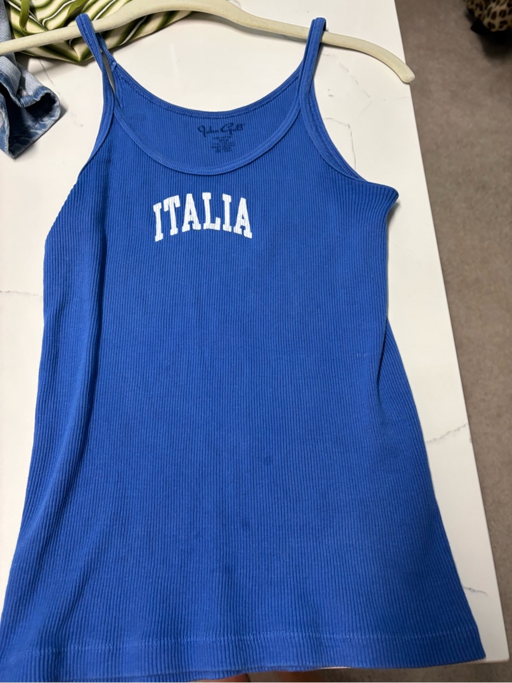 Brandy Melville Blue "Italia" Ribbed Tank Top